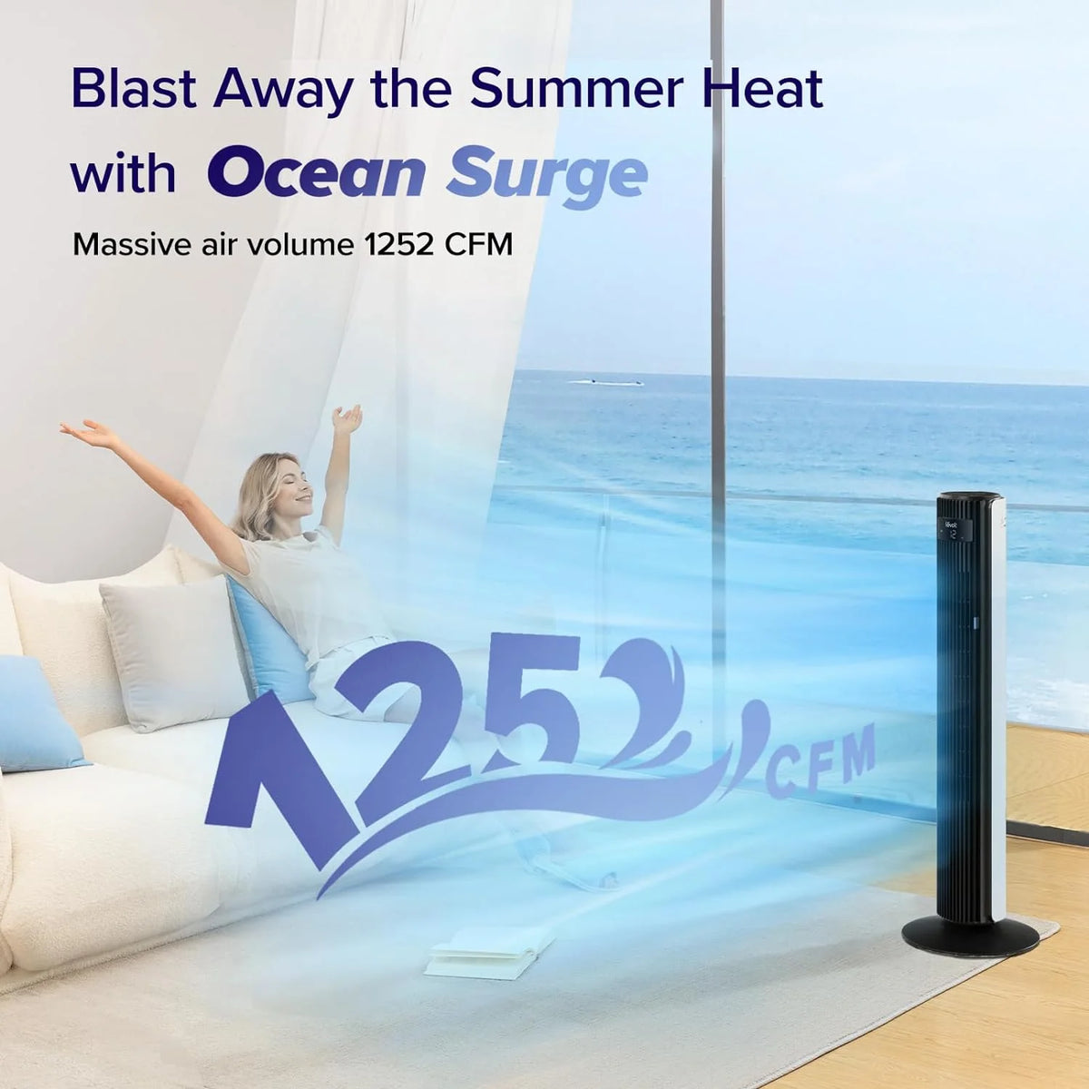 White Tower Fan with 5 Speeds E40162