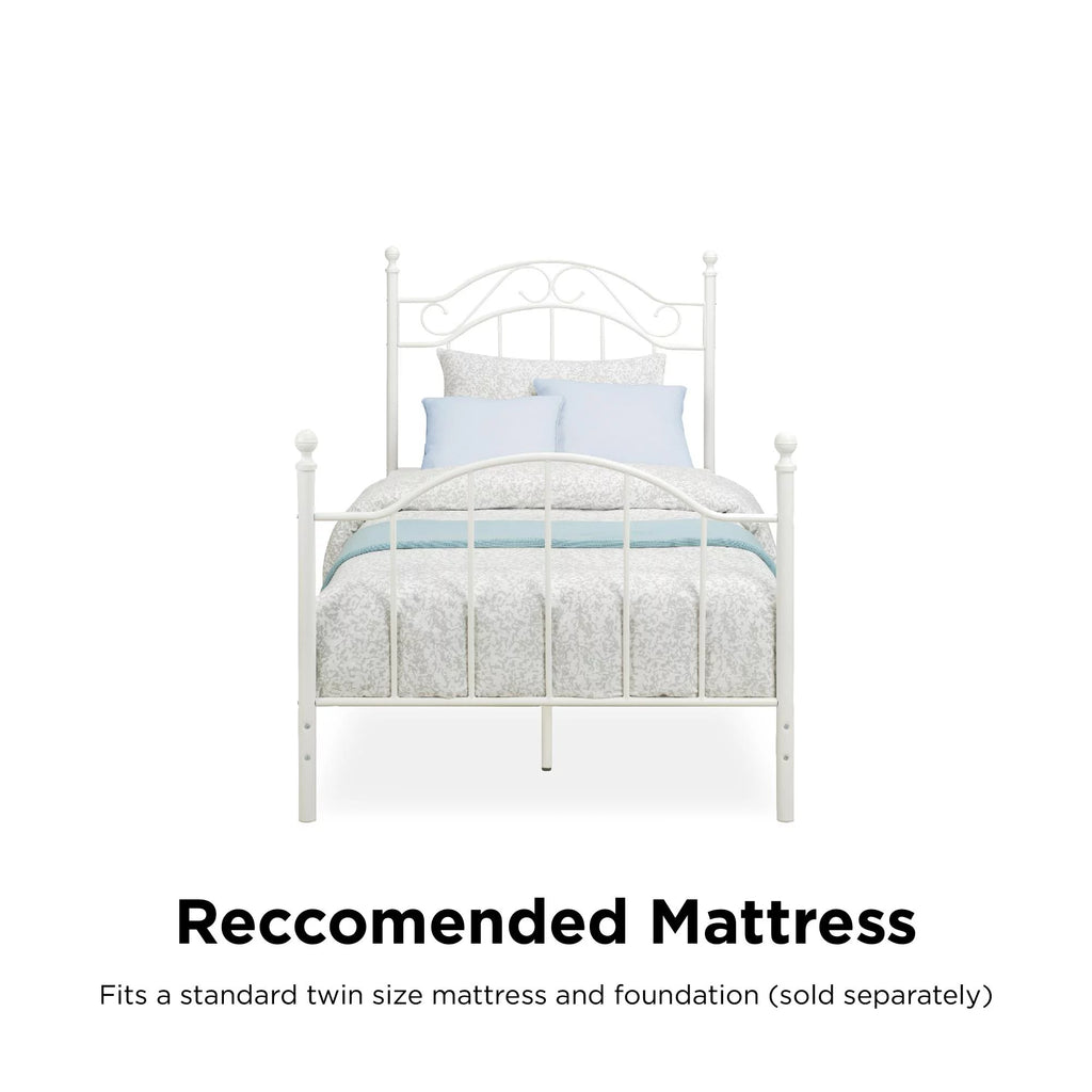 White Twin Size Metal Bed X792