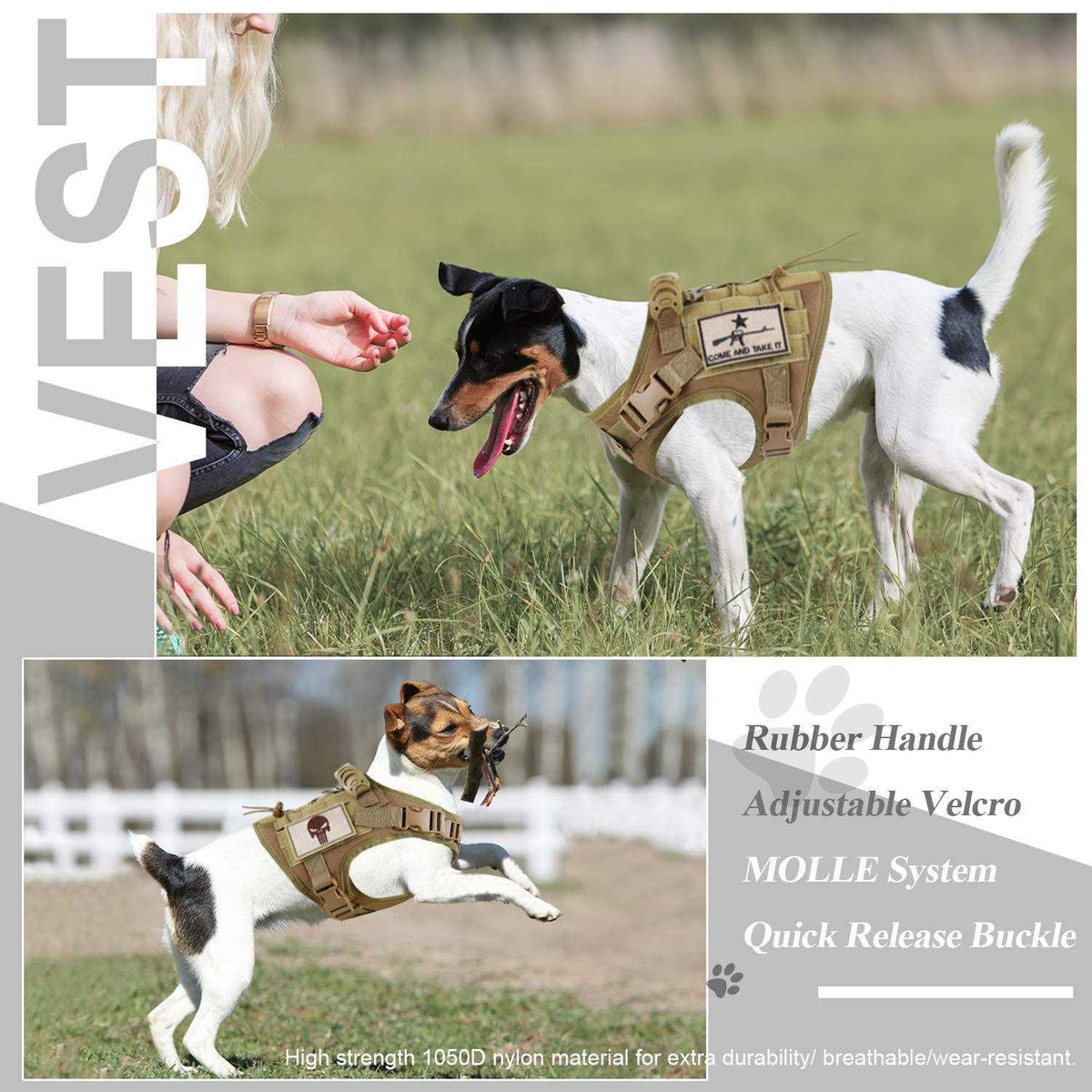 Adjustable Tactical Dog Harness with Rubber Handle O78161
