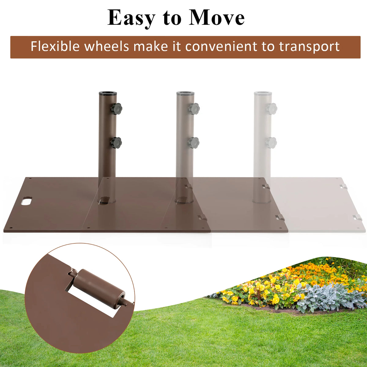 50LBS Patio Square Umbrella Base Stand with Wheels X140