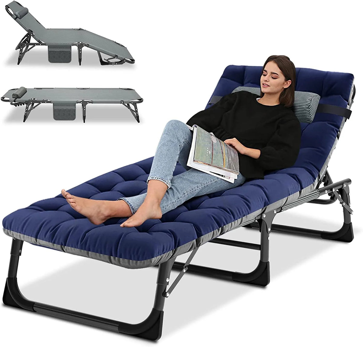 Portable Folding Camping Cot Bed with Mattress & Pillow F538