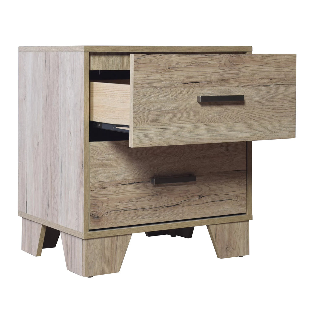 2 Drawers Light Oak Nightstand W6611