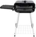 22 Square Steel Charcoal Grill with Foldable Side Shelf, Black K757414