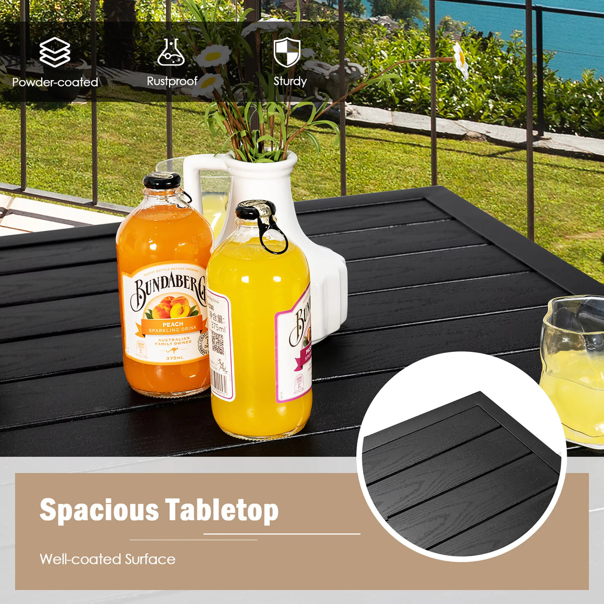 32'' Black Metal Patio Bar Table W9759