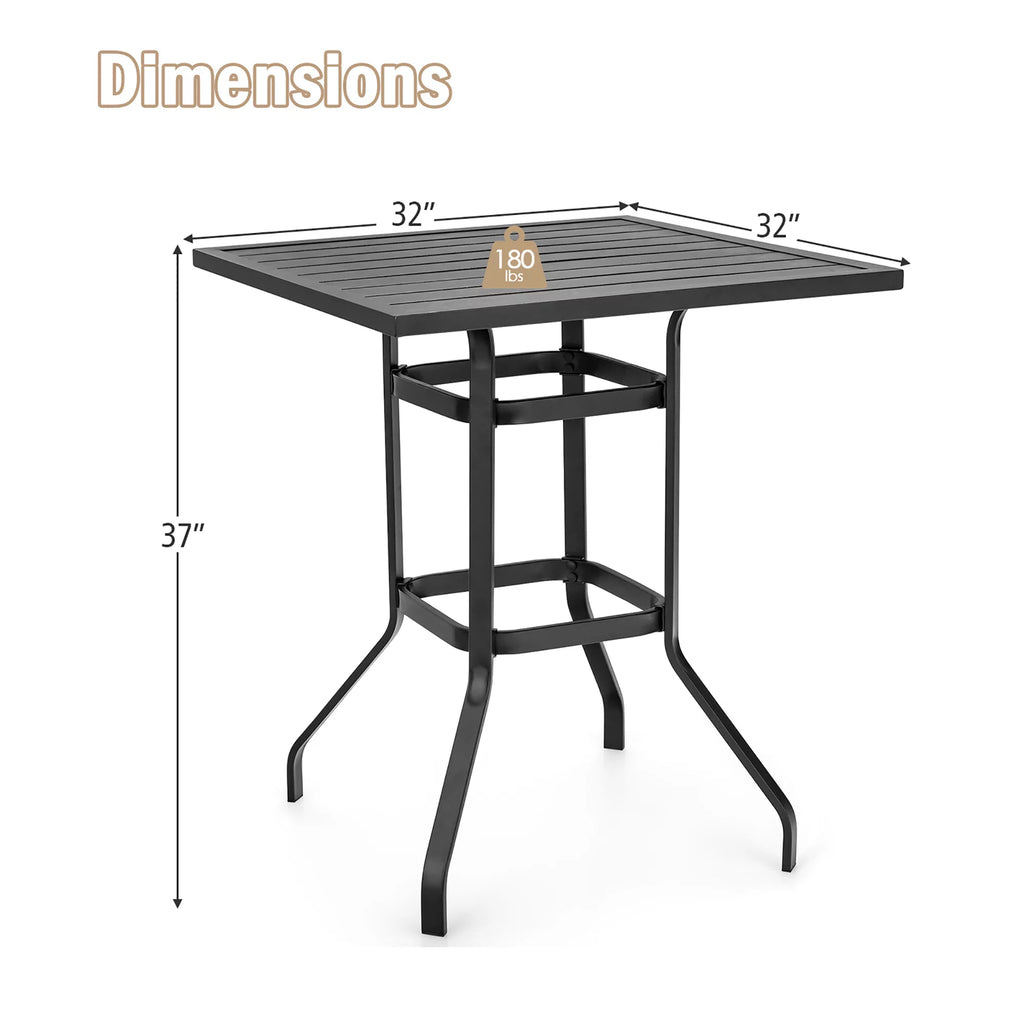 32'' Black Metal Patio Bar Table W9759