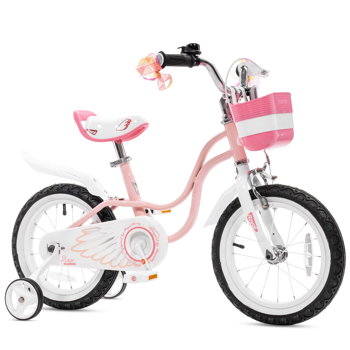 Light Pink 16 Girl's Bicycle with Training Wheels and Basket Q4016