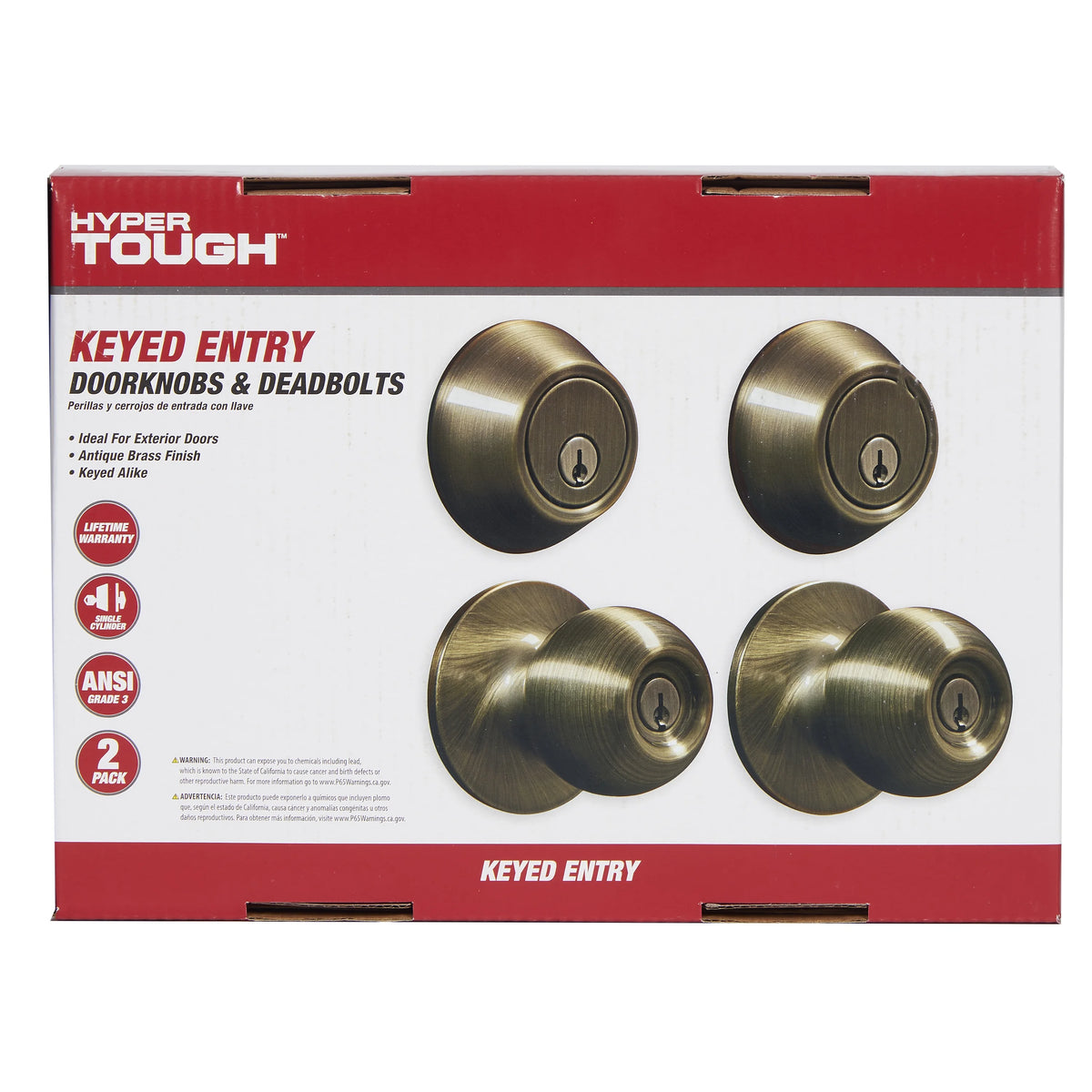 Keyed Entry Ball Doorknob and Deadbolt Combo in Oil-Rubbed Bronze, Twin Pack E9335