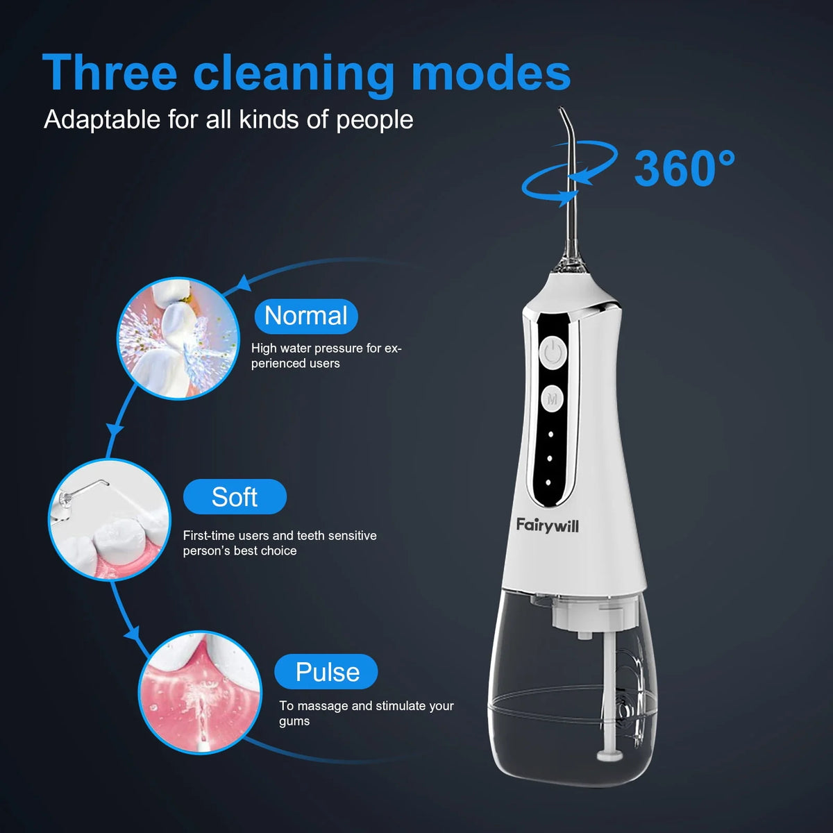 Cordless Water Flosser with 5 Modes 300ML Black O764580