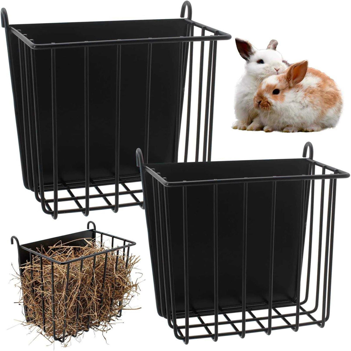 2PCS Rabbit Hay Feeder with Metal Frame M899438
