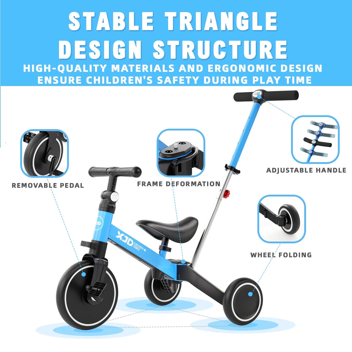 7 in 1 Toddler Tricycle with Push Handle O612069