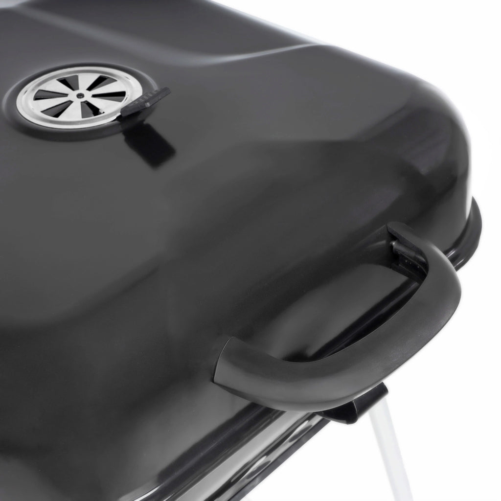 22 Square Steel Charcoal Grill with Foldable Side Shelf, Black K757414