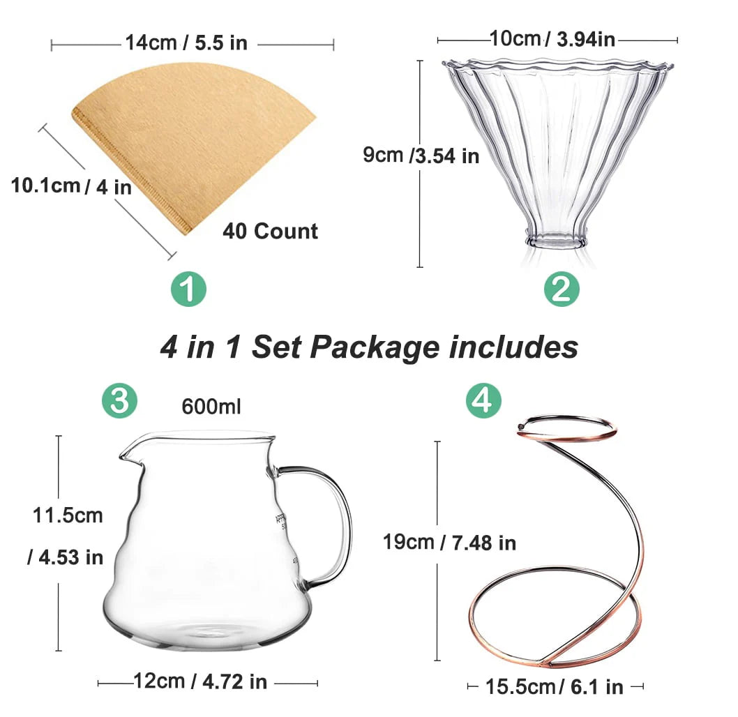 Pour Over Coffee Maker Set 4 in 1 B112