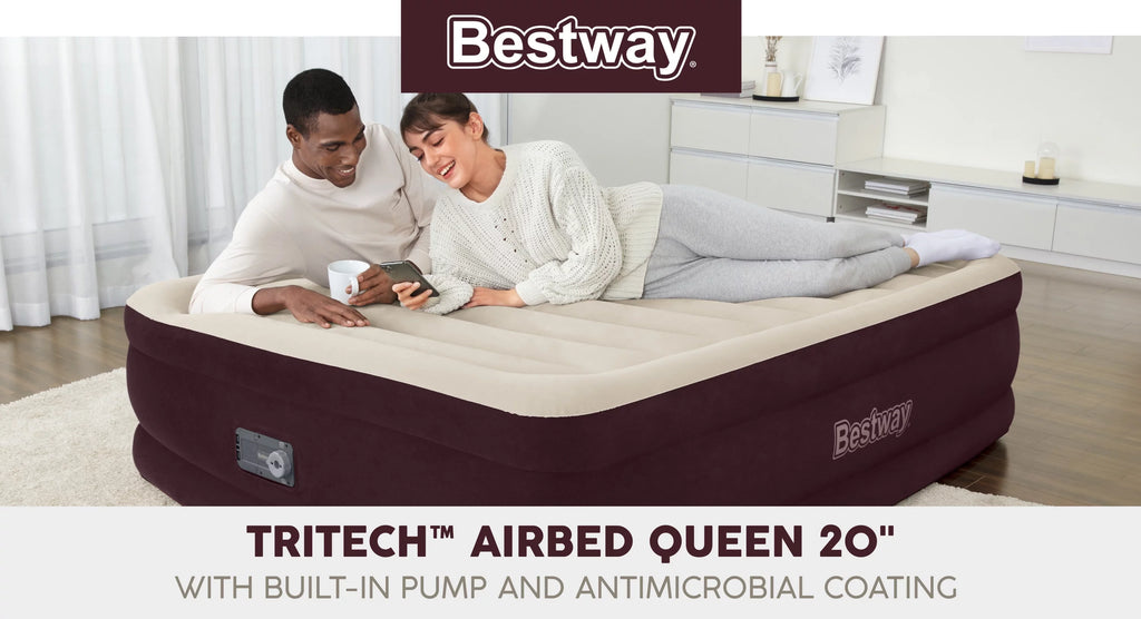 Maroon Queen Air Mattress with Built-in Pump L937