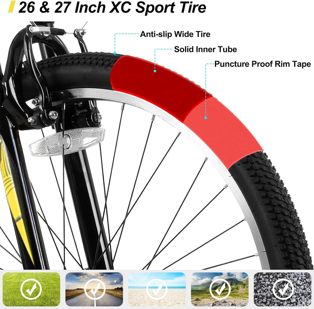 26 27.5 Inch Mountain Bike 21 Speeds Hardtail Bicycle U7983