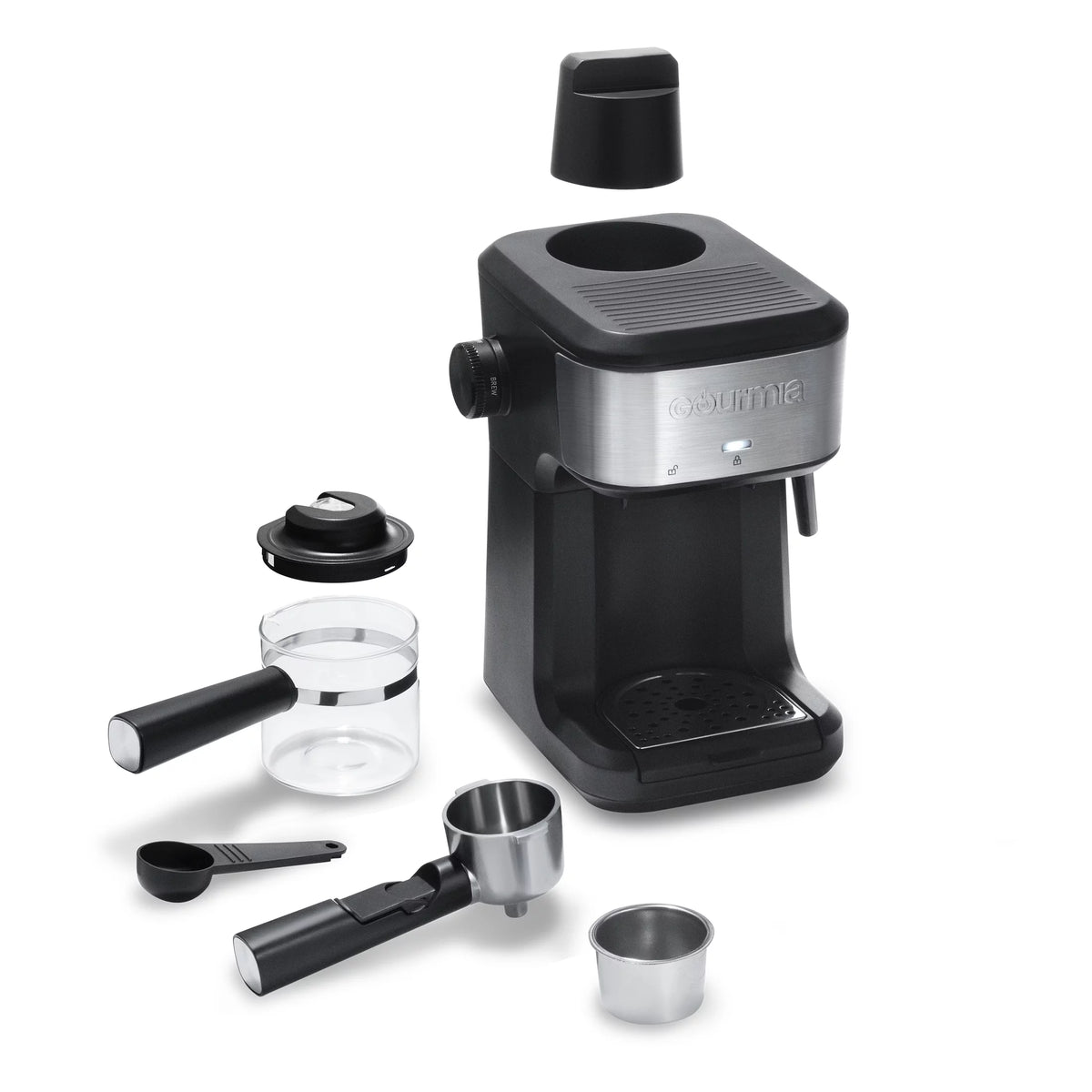 4-Shot Steam Espresso, Cappuccino, and Latte Maker with Frothing Wand A4866
