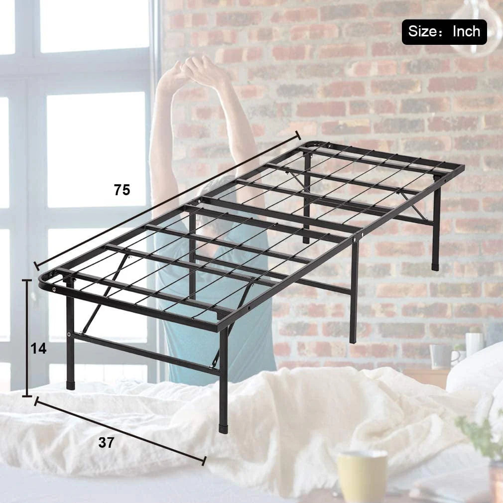Black 14 Inch Metal Twin Size Bed Frame M529
