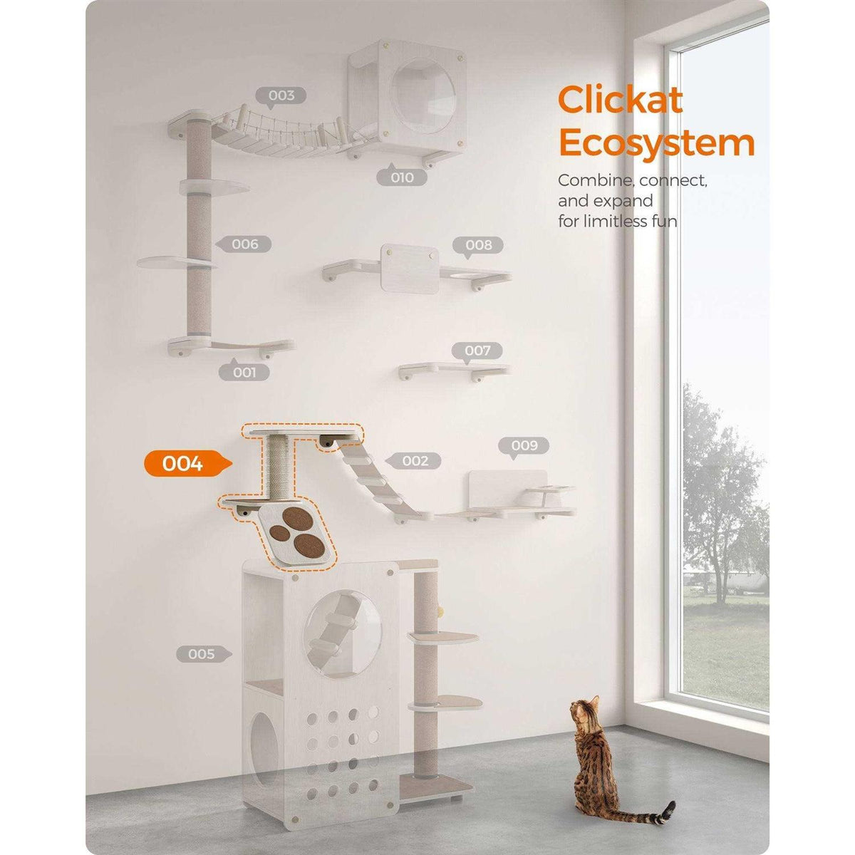 Wall-Mounted Cat Stairs with Shelves O5049