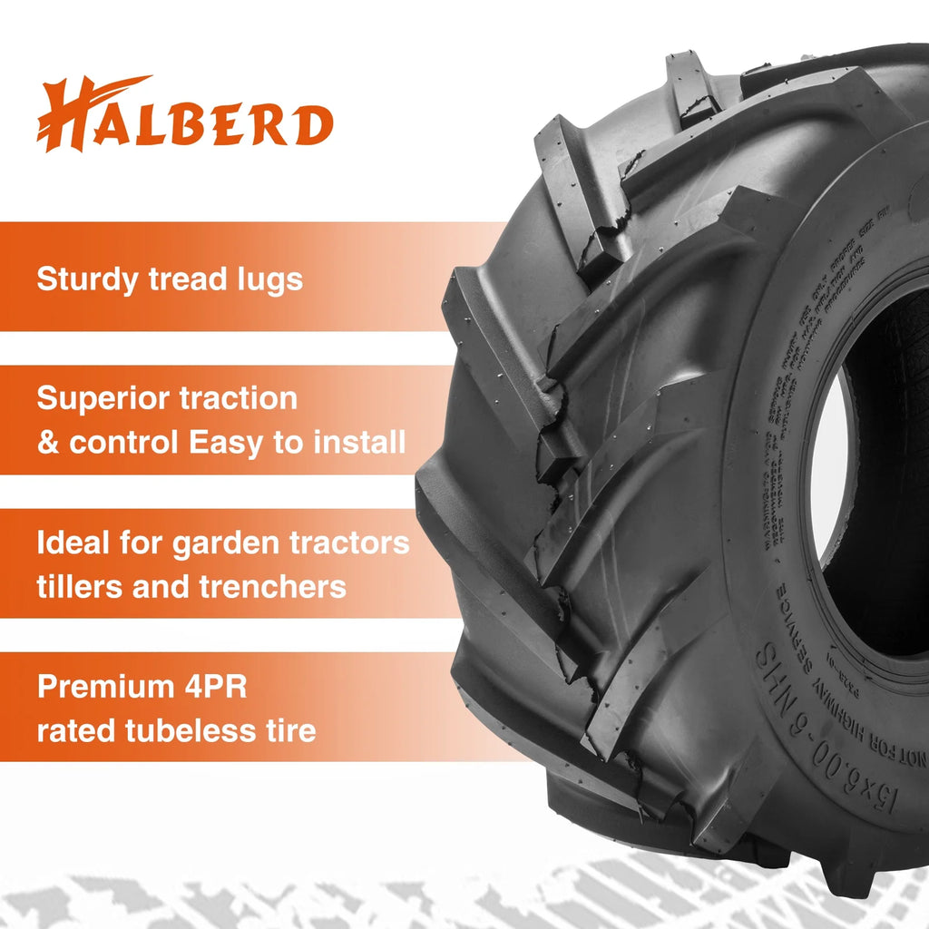15x6.00-6 Lawn Mower Turf Tires 2 Set T316