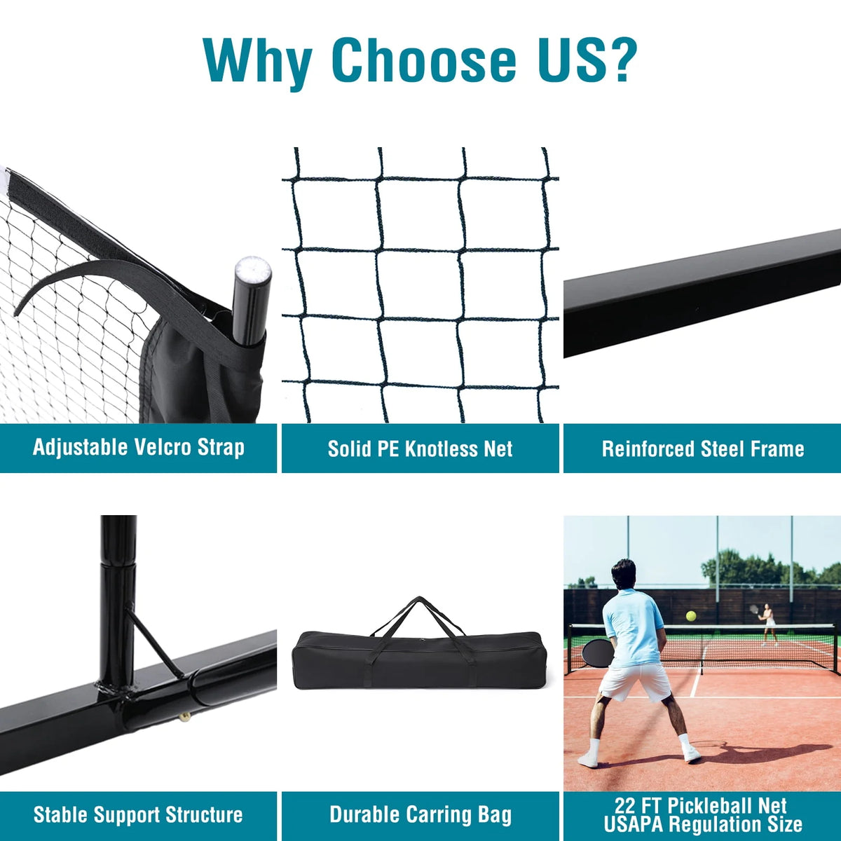 22 FT Portable Pickleball Net with Carrying Bag W28236
