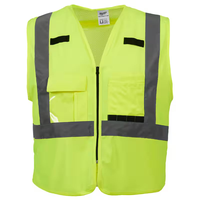 Yellow Class 2 High Visibility Safety Vest with 10 Pockets H235