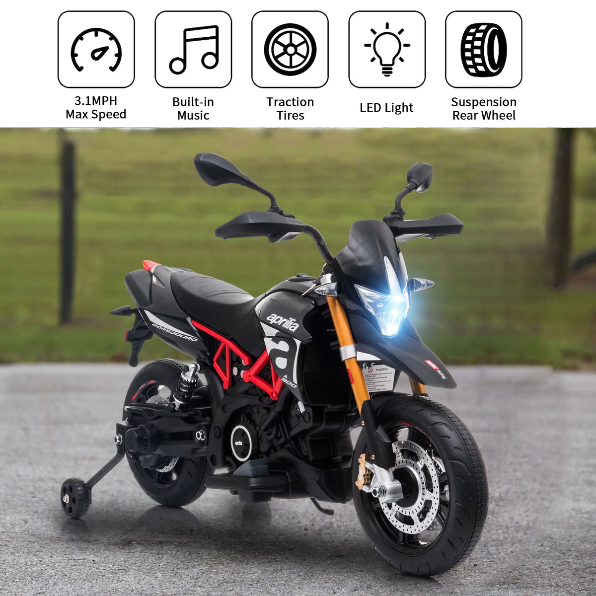 12V Ride on Motorcycle Electric Motorbike with Training Wheels O1113