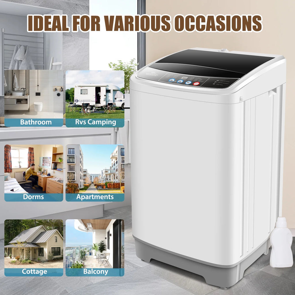 2.1 Cu.ft 15.6lbs Compact Fully Automatic Washing Machine with Drain Pump F61770
