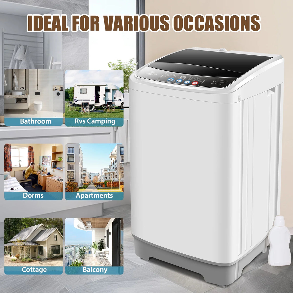2.1 Cu.ft 15.6lbs Compact Fully Automatic Washing Machine with Drain Pump F61770