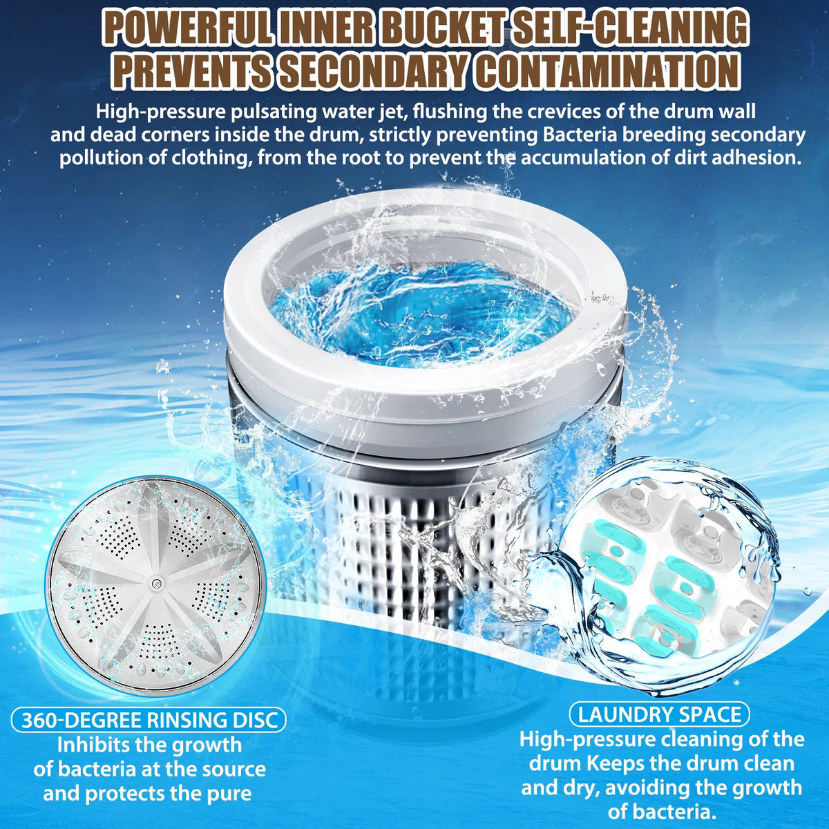 2.1 Cu.ft 15.6lbs Compact Fully Automatic Washing Machine with Drain Pump F61770