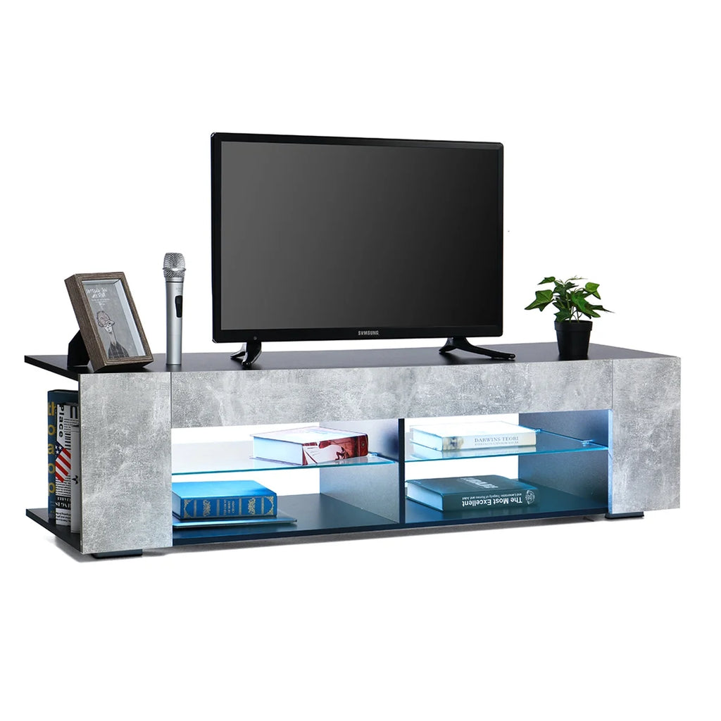 Gray Black TV Stand with Glass Shelves M637659