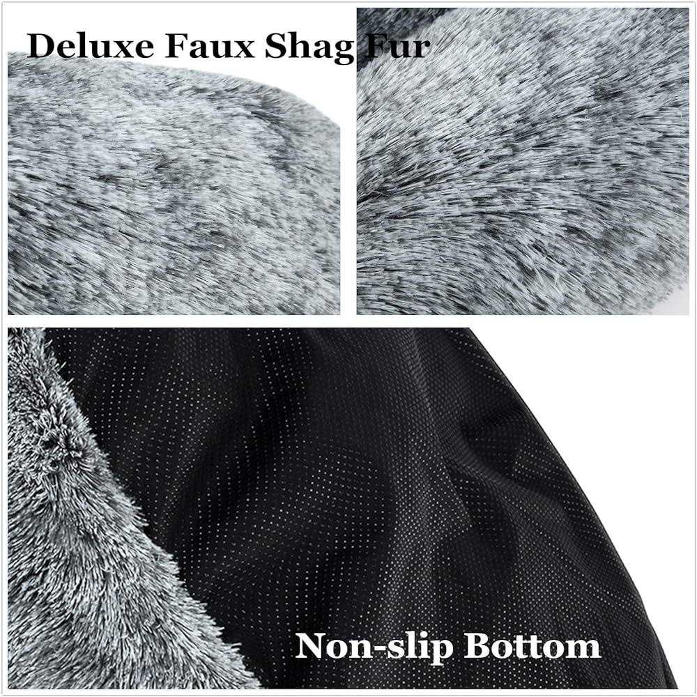 Oval Shag Faux Fur Washable Dog Bed V3715