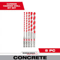 Carbide Hammer Drill Bits Set 5-Pack I5652