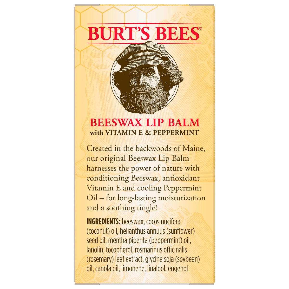 Moisturizing Lip Balm with Beeswax, Vitamin E & Peppermint Oil, 4 Count P714002