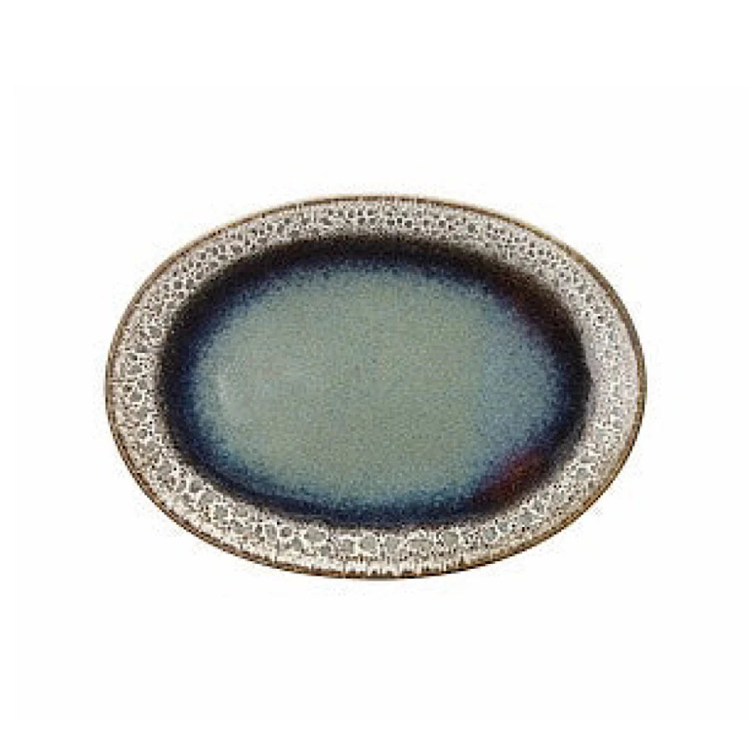 Oval Plate 30cm Blue I751