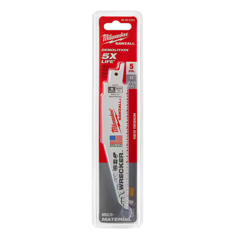 6 in. 7/11 TPI Reciprocating Saw Blades (5-Pack) I8904