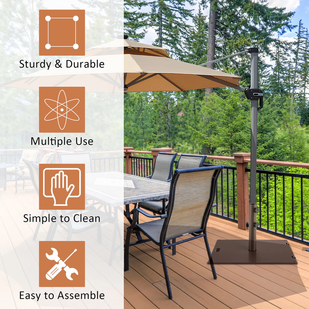 50LBS Patio Square Umbrella Base Stand with Wheels X140