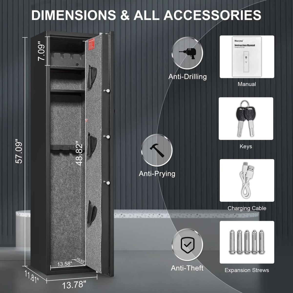 Digital Gun Safe with Alarm System and LED Light E36196