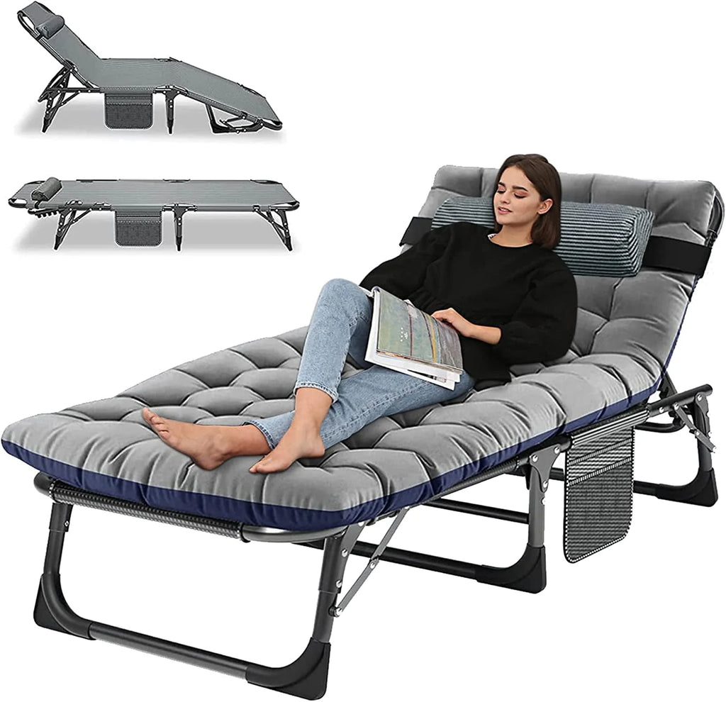 Portable Folding Camping Cot Bed with Mattress & Pillow F538
