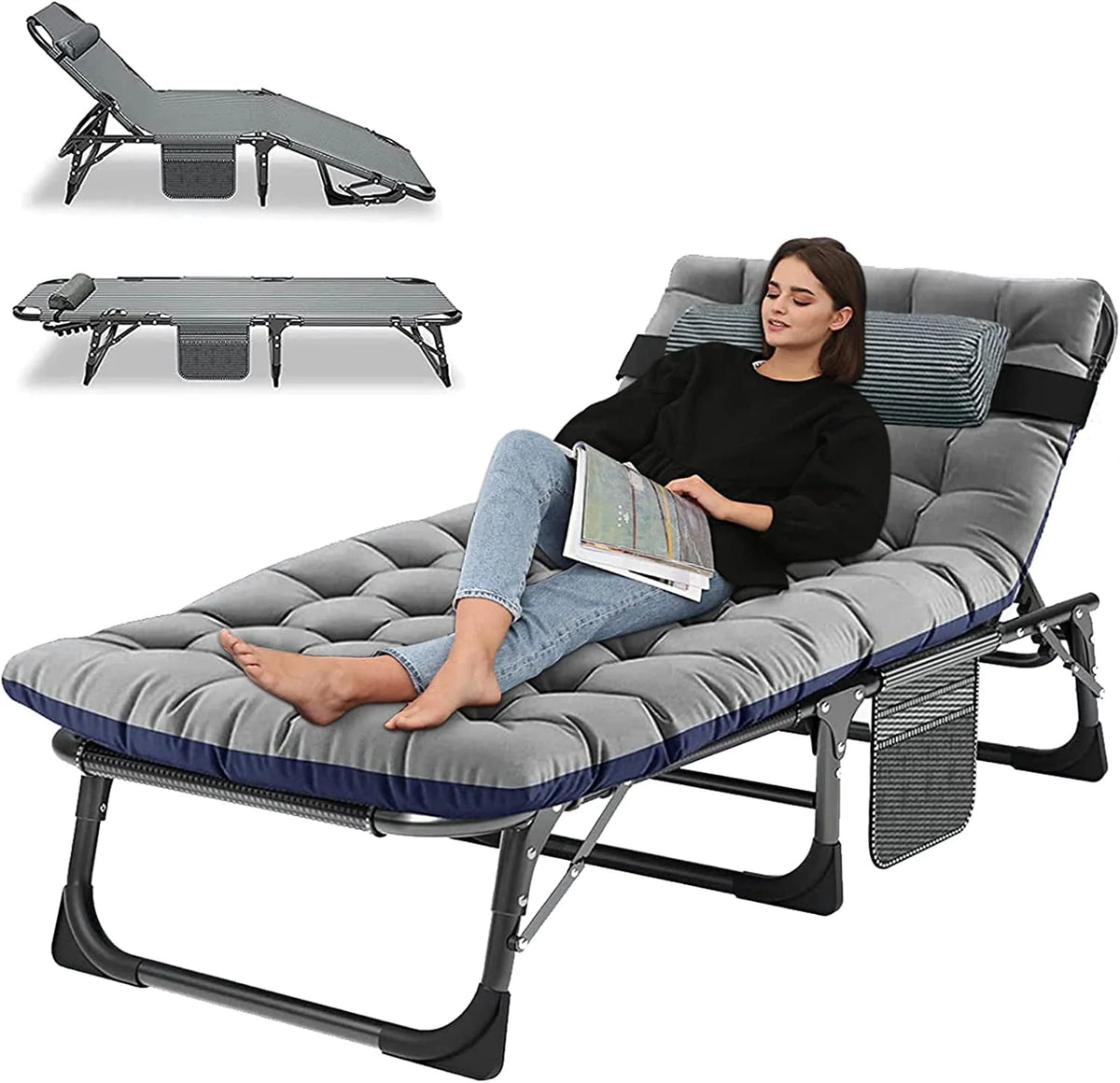 Portable Folding Camping Cot Bed with Mattress & Pillow F538