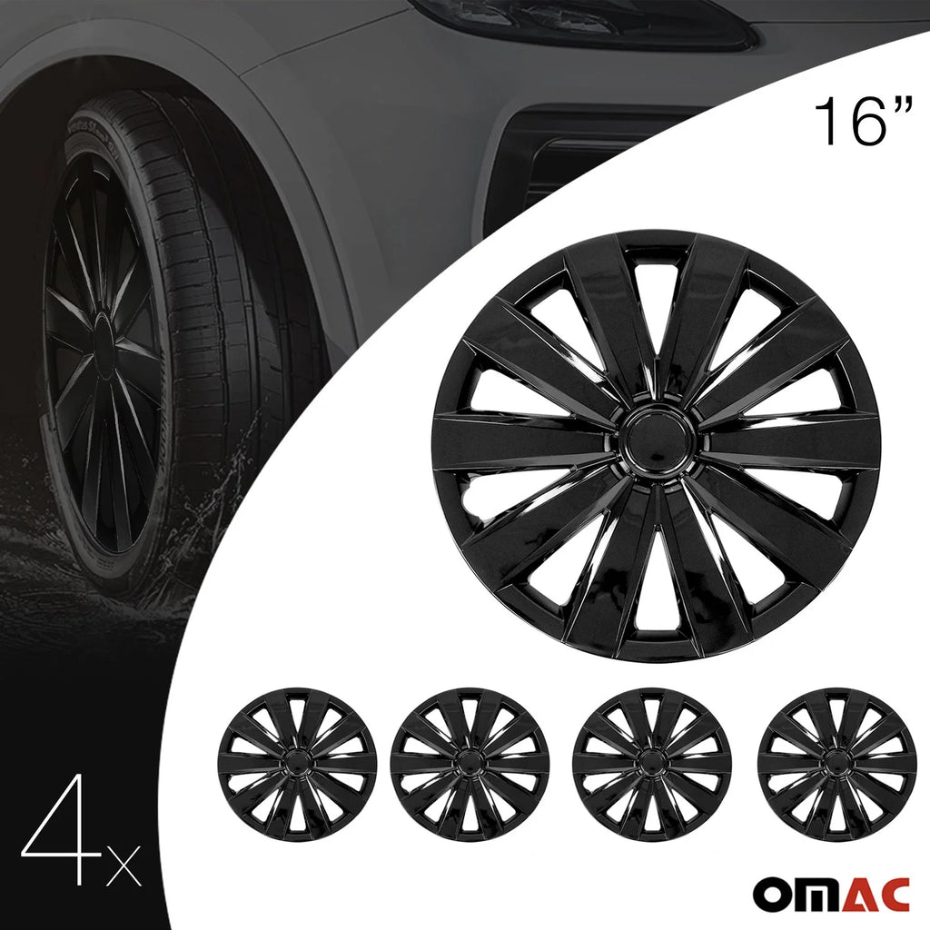 16 Wheel Covers Hubcaps 4Pcs Black W437190