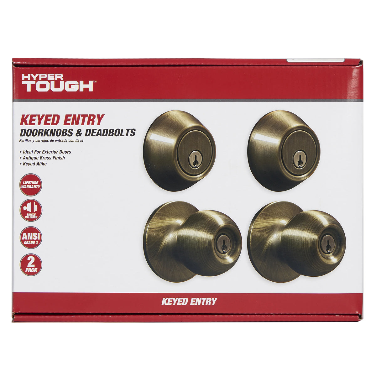 Keyed Entry Ball Doorknob and Deadbolt Combo in Oil-Rubbed Bronze, Twin Pack E9335