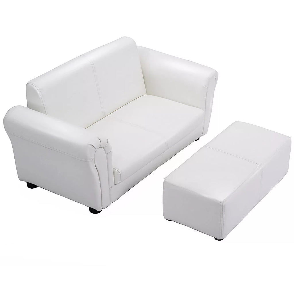 White Kids Sofa Armrest Chair with Ottoman Y381697
