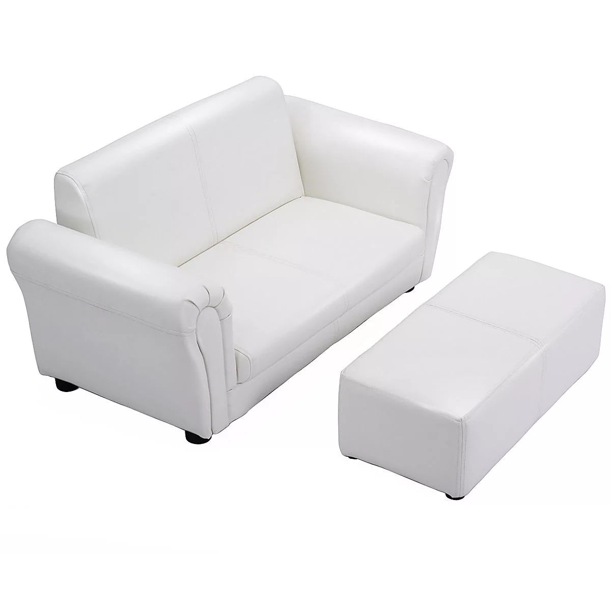 White Kids Sofa Armrest Chair with Ottoman Y381697