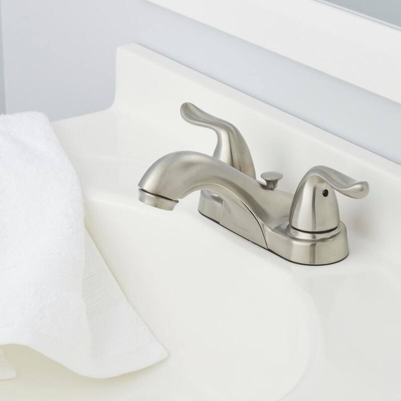 4 in. Centerset Double Handle Low-Arc Bathroom Faucet Brushed Nickel S989