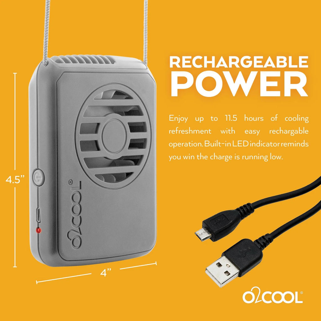 2 Rechargeable Portable Hands Free USB 3 Speed Necklace Fan I9375