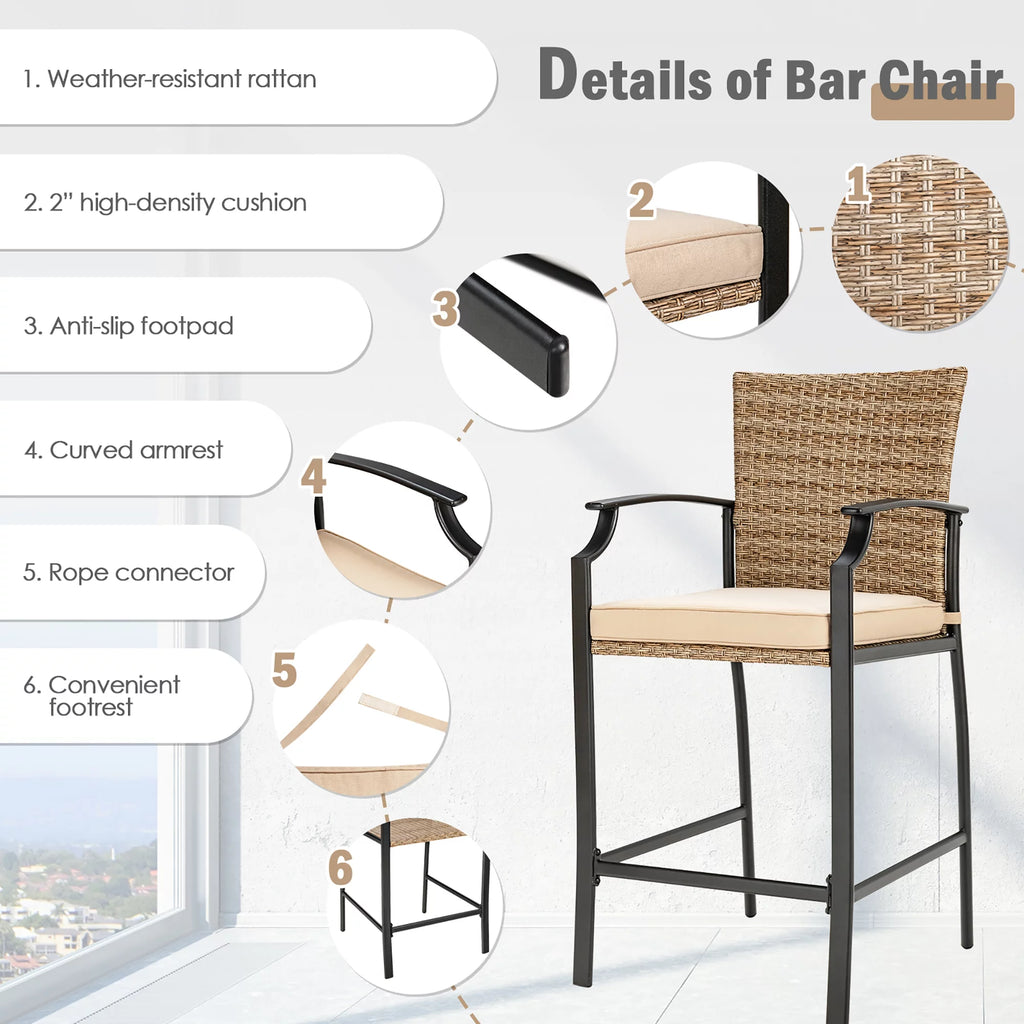 32'' Black Metal Patio Bar Table W9759