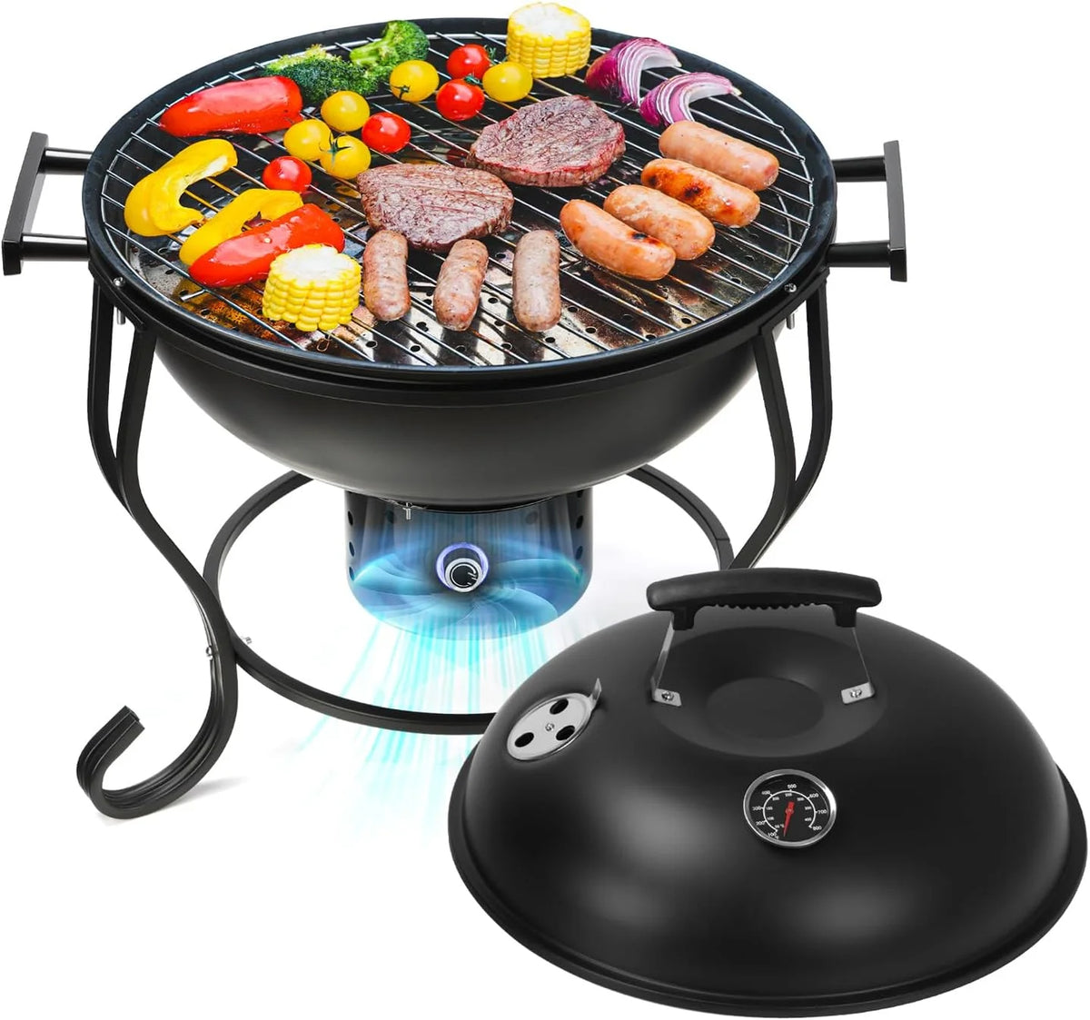 17 inches Portable Charcoal Grill with Adjustable Fan C7546