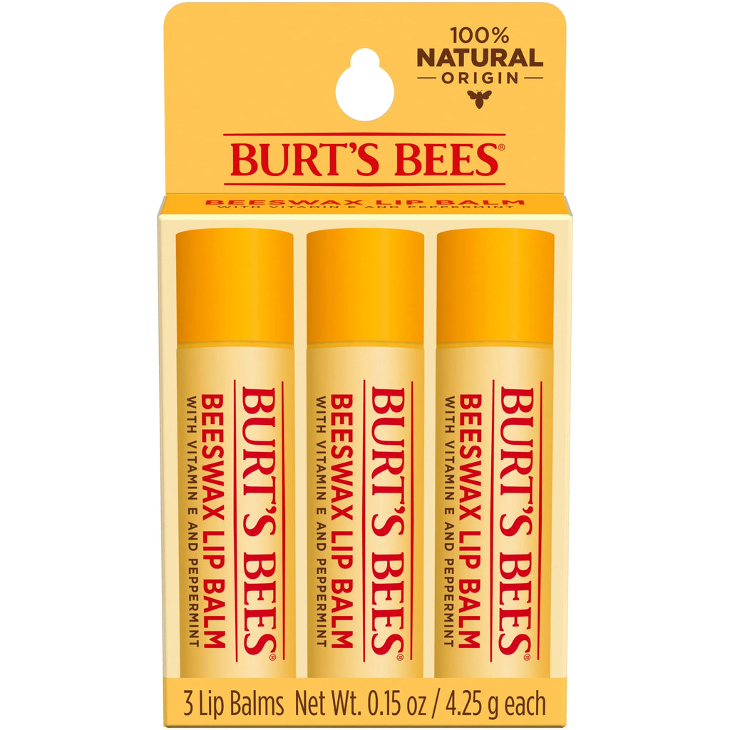 Moisturizing Lip Balm with Beeswax, Vitamin E & Peppermint Oil, 4 Count P714002