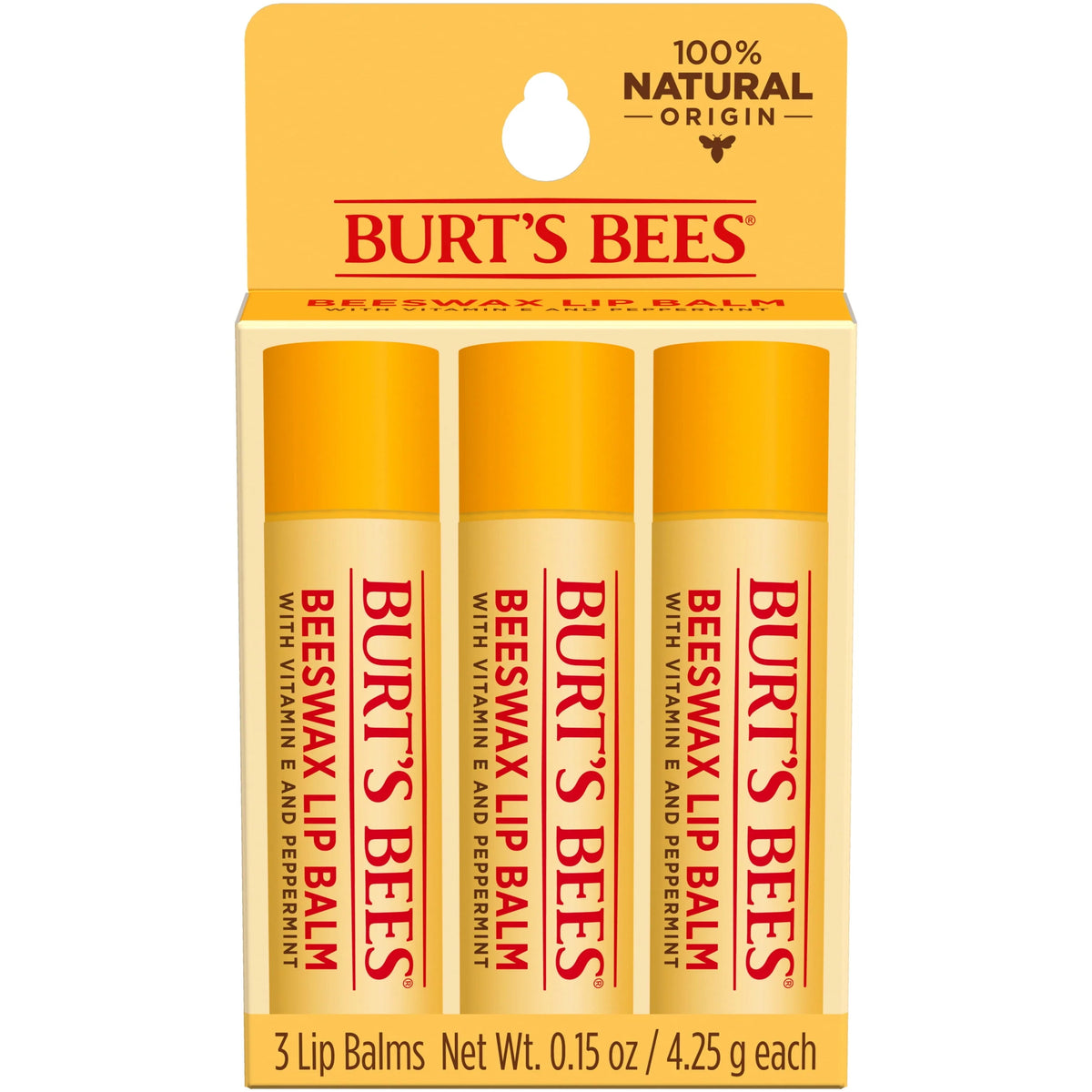 Moisturizing Lip Balm with Beeswax, Vitamin E & Peppermint Oil, 4 Count P714002