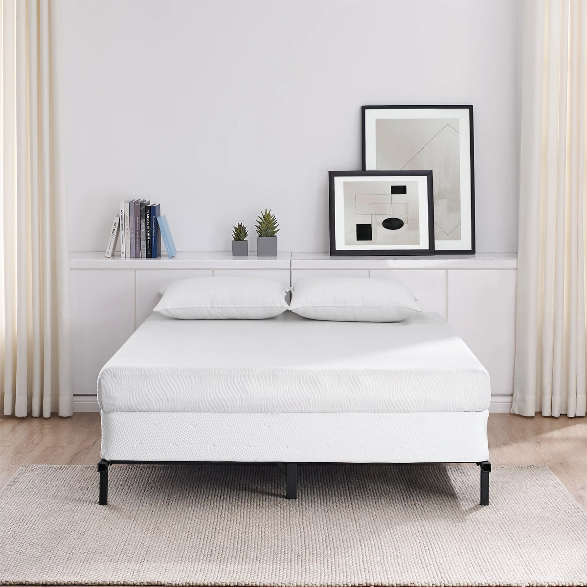 Adjustable Metal Bed Frame, Black, Twin - Queen L48830