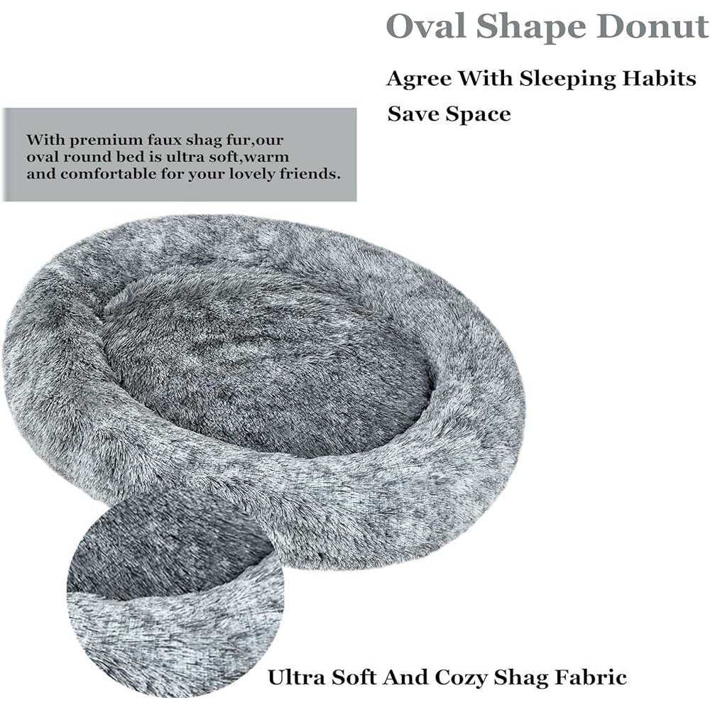 Oval Shag Faux Fur Washable Dog Bed V3715